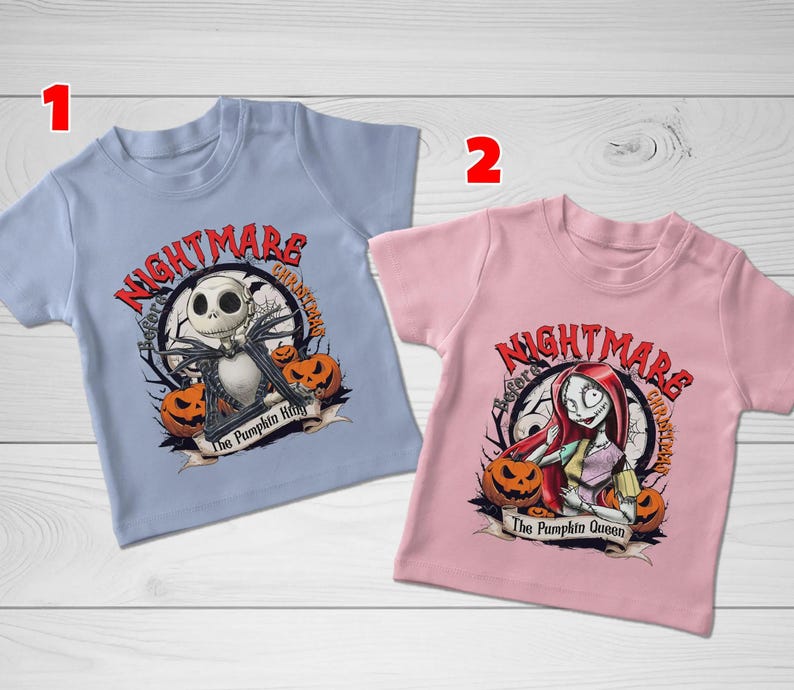 Jack and Sally Halloween Couple Tee, Nightmare Before Christmas Shirt, Jack Skellington Pumpkin King & Sally Pumpkin Queen Shirt image 5
