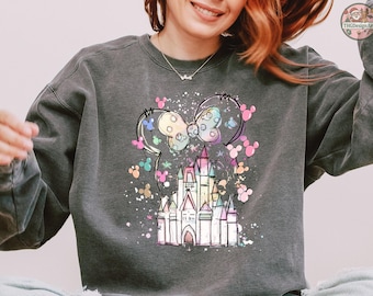 Camiseta del Castillo de Magic Kingdom, diseño del Castillo de Minnie Mouse de Disney, estampado de orejas de Minnie, colección de parques Disney, camiseta estilo retro de los 90