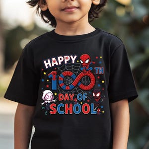 Spiderman 100 Days of School Shirt, Captain America 100 Days Tee, 100 Days Sweatshirt for School Celebration image 2