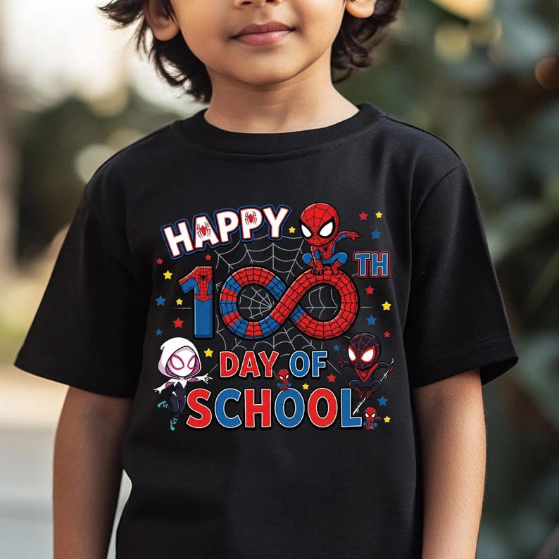 Spiderman 100 Days of School Shirt, Captain America 100 Days Tee, 100 Days Sweatshirt for School Celebration image 2