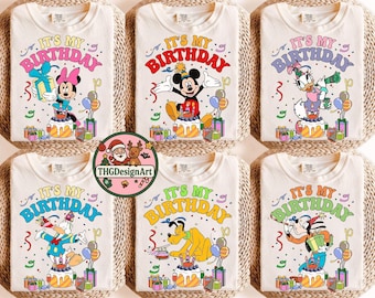 「今日は私の誕生日」ミッキーTシャツ、コンフォートカラー、ディズニーバースデーセレブレーション、ミッキー＆フレンズパーティー、誕生日を迎える男の子と女の子に最適