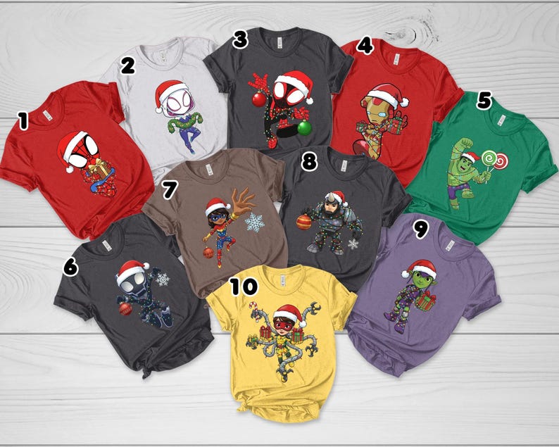Marvel Spidey and His Amazing Friends Christmas Lights Shirt, Spider-Man Gwen Miles Holiday Family Matching Tee 2025 image 4