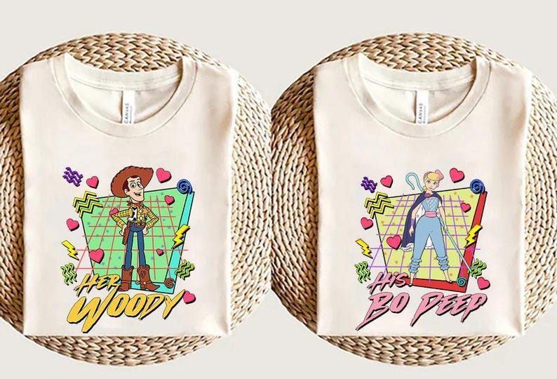 Disney Toy Story Woody and Bo Peep Valentine Couple T-Shirt, Funny Couples Matching Shirt, Disney Movie Character Design,Perfect Disney Gift image 1