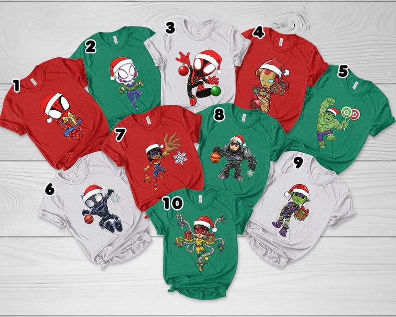 Marvel Spidey and His Amazing Friends Christmas Lights Shirt, Spider-Man Gwen Miles Holiday Family Matching Tee 2025 image 3