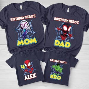 Spidey and His Amazing Friends Birthday Tee, Boys' Spidey Party Shirt, Matching Family Movie Character Shirts image 1