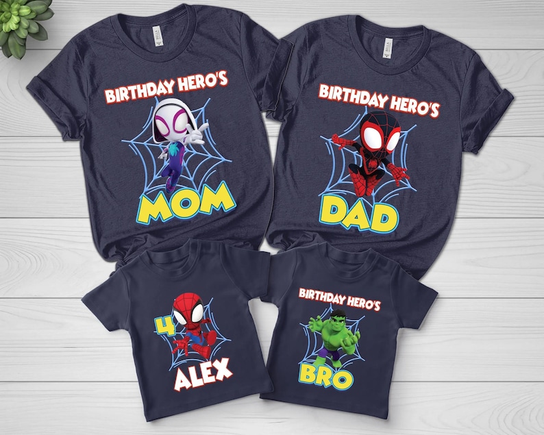 Spidey and His Amazing Friends Birthday Tee, Boys' Spidey Party Shirt, Matching Family Movie Character Shirts image 1