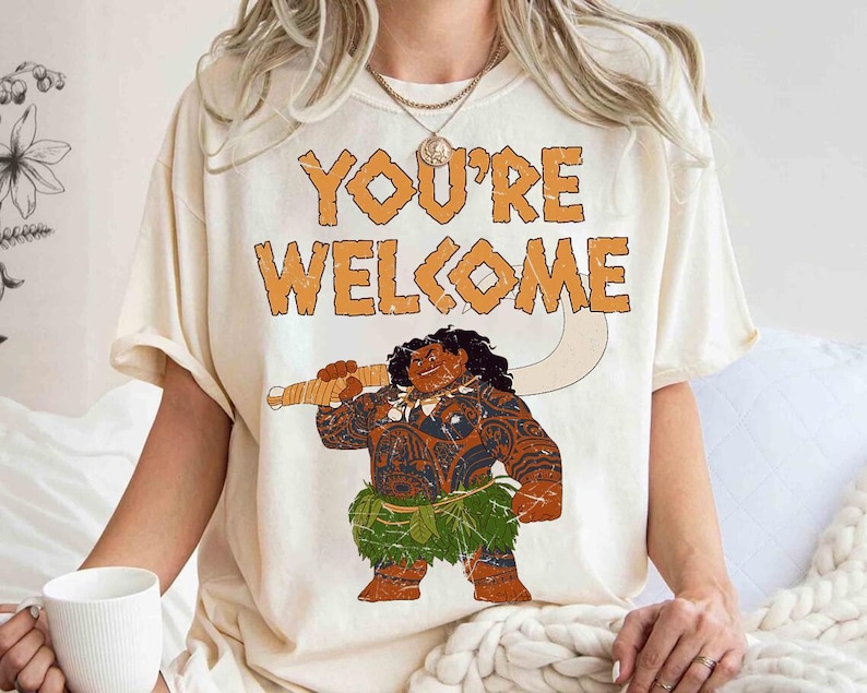 Disney Moana Maui Confident Pose You're Welcome Tee, Funny Moana Shirt, Family Vacation Disneyland Trip, Comfort Color, WDW Magic Kingdom image 1