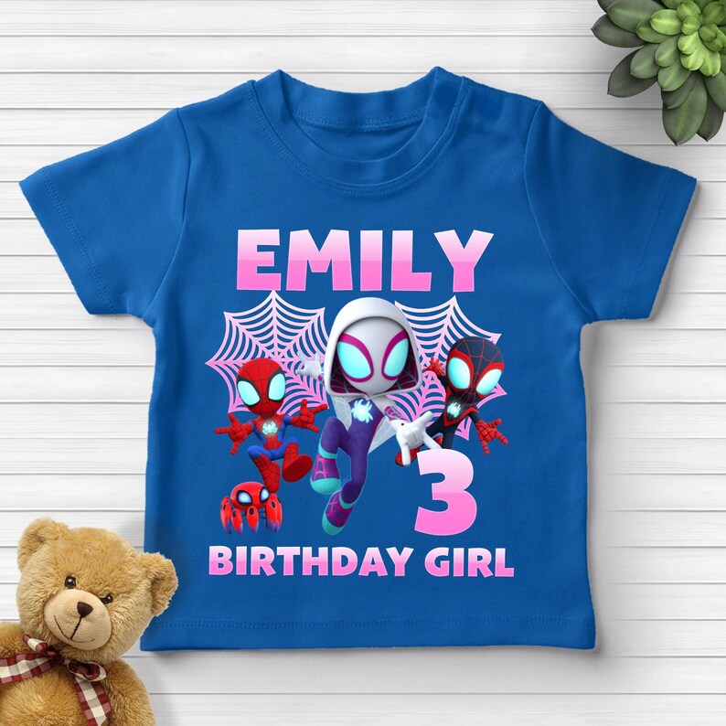 Spidey and His Amazing Friends Birthday Tee, Spiderman Custom Birthday Shirt, Superhero Spidey T-shirt, Family Matching Birthday Shirt image 2