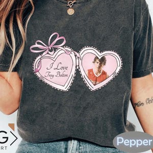 Coquette Bow Locket I Love Troy Bolton Pink Tee, High School Musical Series Shirt, Disney Channel Movie Fan Gift, East High Classic Design