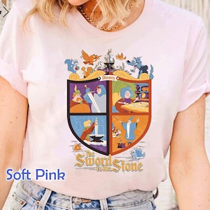 Retro 80s Disney The Sword in the Stone Shirt, Classic Movie Characters Design, Vintage Disney Collection, Perfect for Family Vacation Gift
