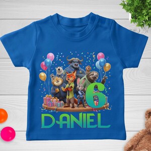 Zootopia 2 Birthday Shirt, Personalized Name & Age Tee | Judy, Nick, Flash Kids Party Outfit, Custom Zootopia Theme Gift image 6