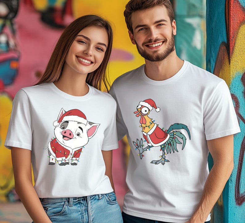 Christmas Hei Hei & Pua Sweatshirt, Animal Kingdom Moana Friends Shirt, Disney Winter Holiday Tee, Funny Xmas Disneyland Sweater image 5