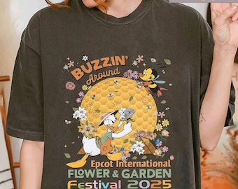 Disney Donald and Spike The Bee Buzzin Around Shirt, Magic Kingdom, WDW Trip Tee, Epcot International Flower and Garden Festival 2025 Shirt