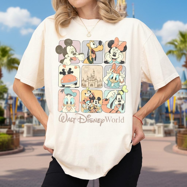 Walt Disney World T-Shirt, Disney Trip 2026, Vintage Mickey and Friends Design, Mickey Mouse Tee, Disney Family Vacation Shirt image 1