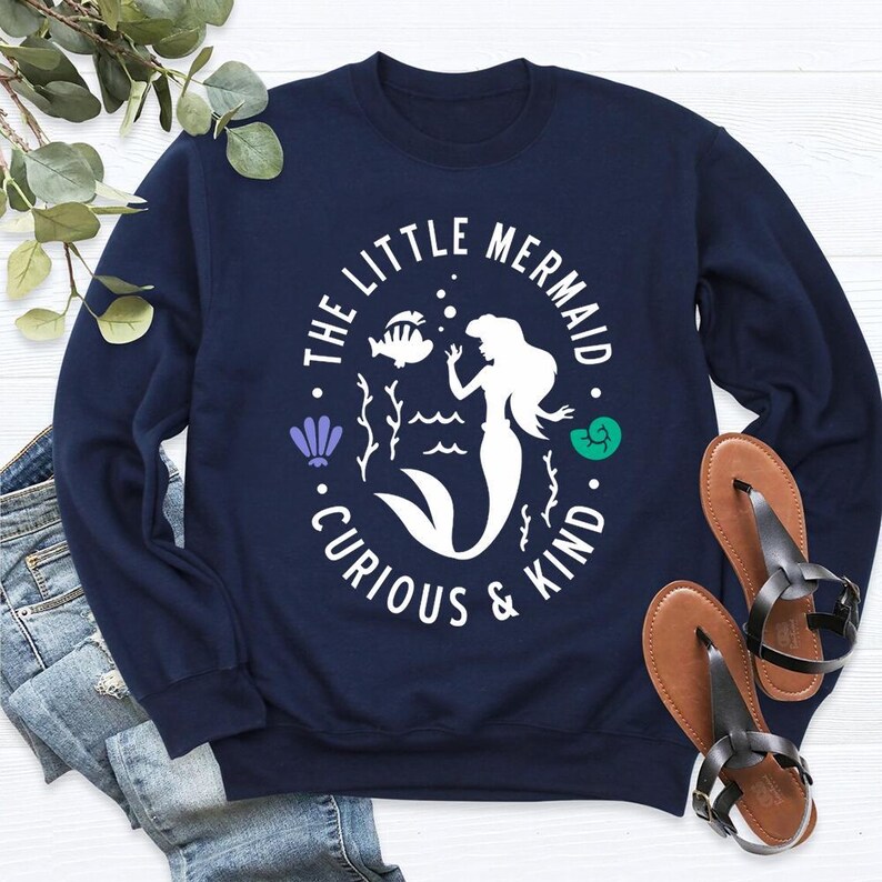 Curious & Kind Disney Princess Ariel and Flounder T-Shirt, The Little Mermaid Tee, WDW Magic Kingdom Disneyland Family Vacation Shirt image 1