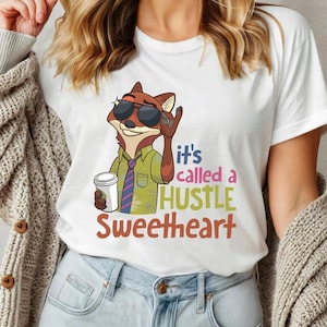 Koszulka z grafiką „To się nazywa Hustle Sweetheart” Nicka Wilde'a z filmu „Zootopia”, męska i damska bawełniana koszulka zdjęcie 2