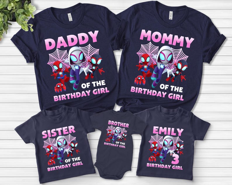 Spidey and His Amazing Friends Birthday Tee, Spiderman Custom Birthday Shirt, Superhero Spidey T-shirt, Family Matching Birthday Shirt image 1