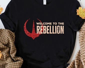 Star Wars Andor Välkommen till upproret Citat Rebel Logo T-shirt, Cassian Andor-seriens design, perfekt för Star Wars-fans, klassisk present