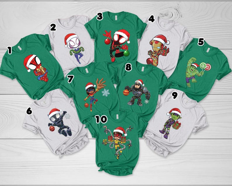 Marvel Spidey and His Amazing Friends Christmas Lights Shirt, Spider-Man Gwen Miles Holiday Family Matching Tee 2025 image 1