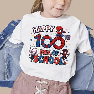 Spiderman 100 Days of School Shirt, Captain America 100 Days Tee, 100 Days Sweatshirt for School Celebration image 3