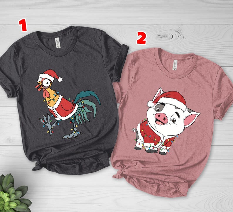 Christmas Hei Hei & Pua Sweatshirt, Animal Kingdom Moana Friends Shirt, Disney Winter Holiday Tee, Funny Xmas Disneyland Sweater image 6
