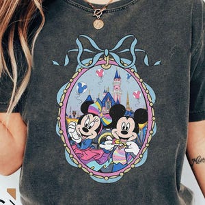 Coquette Bows Watercolor Disneyland 70th Anniversary Shirt, Disney Mickey And Minnie Platinum Celebration 1955-2025, Family Vacation Trip