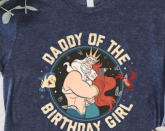 トリトン王とアリエルのシャツ、リトル・マーメイド、父の日のプレゼントアイデア、誕生日を迎える女の子のお父さんへのカスタムシャツ