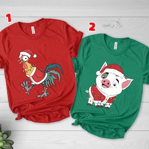 Christmas Hei Hei & Pua Sweatshirt, Animal Kingdom Moana Friends Shirt, Disney Winter Holiday Tee, Funny Xmas Disneyland Sweater image 1