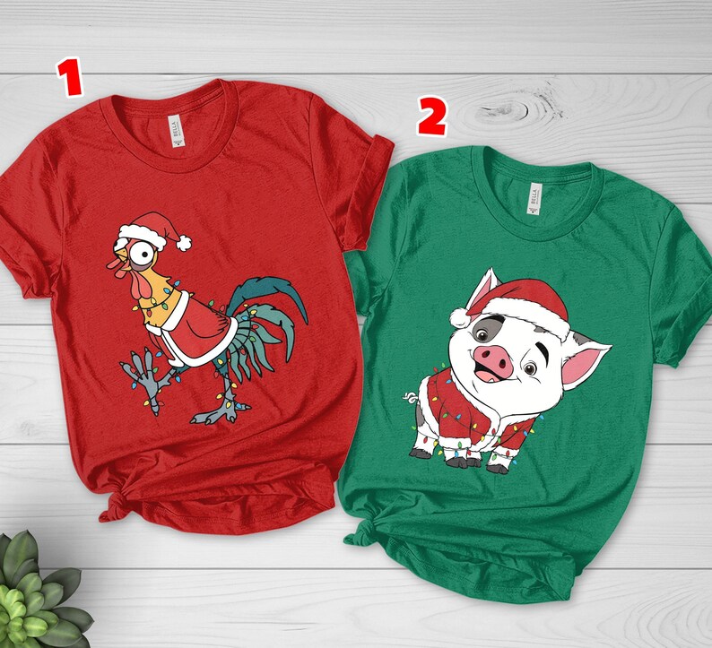 Christmas Hei Hei & Pua Sweatshirt, Animal Kingdom Moana Friends Shirt, Disney Winter Holiday Tee, Funny Xmas Disneyland Sweater image 1