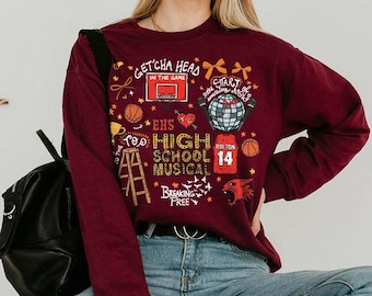 Disney High School Musical Breaking Free Troy & Gabriella T-Shirt, Retro 2000s Disney Channel Collection, Perfect for Musical Fans,  Gift