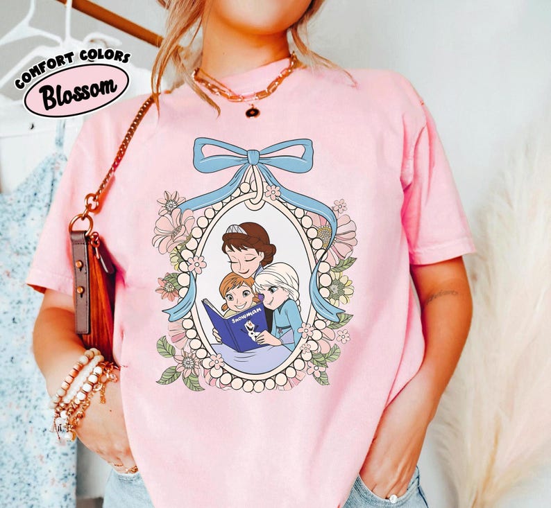 Retro 90s Elsa Anna and Mom Best Mom Ever T-Shirt, Disney Frozen Collection, Mother's Day Gift Idea, Matching Family Outfits image 1