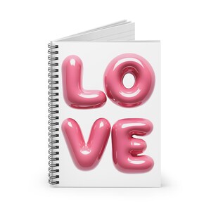 Pink LOVE Balloon Letter Notebook – Cute Valentine&#39;s Day Journal Gift