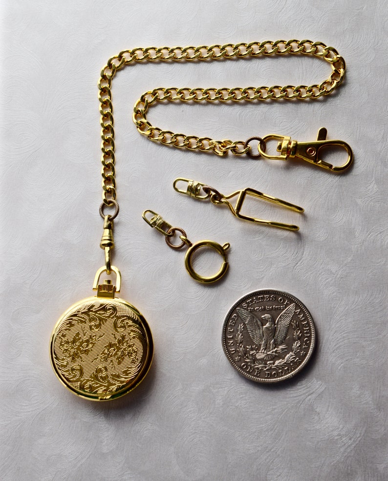 SALE Pocket Watch Brass Fob Gold Shield Edwardian Victorian Etsy