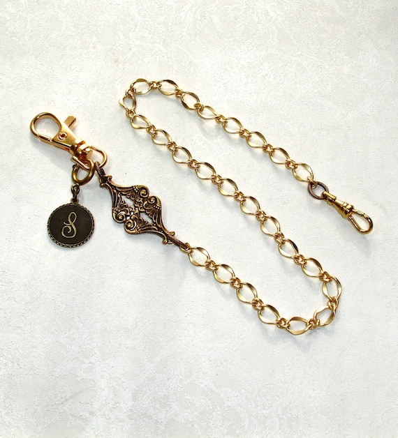 SALE Pocket Watch Chain Personalized Gold Satin Brass w Etsy
