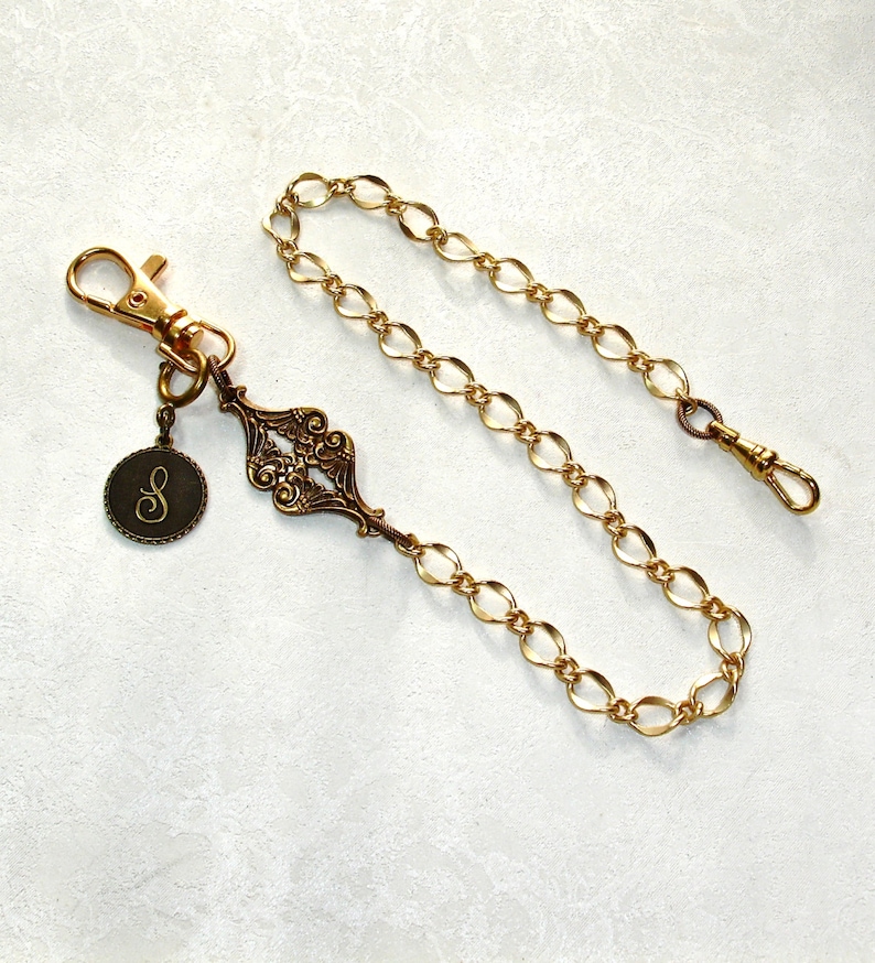 SALE Pocket Watch Chain Personalized Gold Satin Brass w Etsy