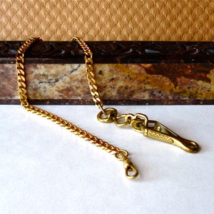 Pocket Watch Chain Handmade Modern Industrial Steampunk Vintage Brass CURB Style Mens Anniversary Best Man Father Bride Groom Groomsmen gift