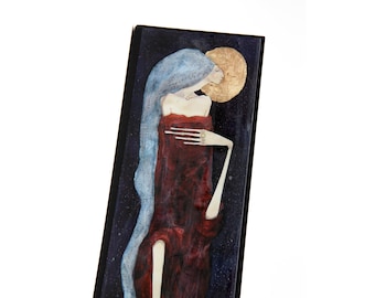 Ready To Hang 18 Inches Long Vertical Skinny Floating Goddess Figure Art Print Block