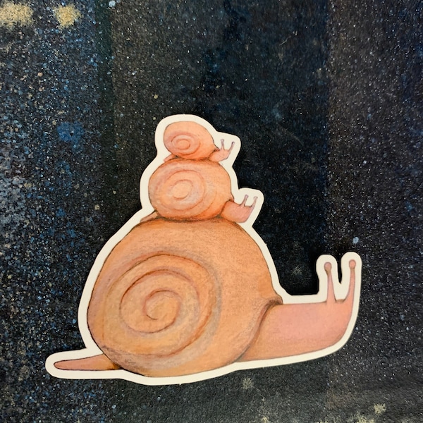 Large Orange Snail Family Sticker, Snail Illustration, Orange Snail, Sticker, Vinyl Decal