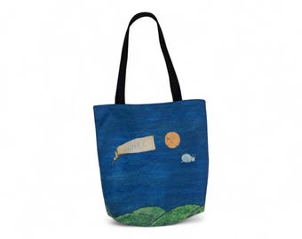Flying Whee Snail by Kate Morgan Tote Bag, Sustainable Reusable Grocery Sack, Book Bag, Carry all, Fashion Purse For People with a fun vibe