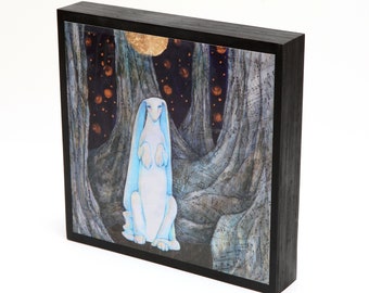 Ambit - Purple Lop Bunny Standing Upright in Musical Forest Wall Art Block