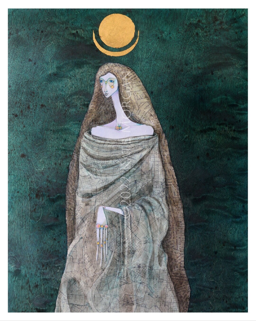 Buy Crescent Moon Mother Nature Goddess Art Print Online in India - Etsy