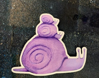 Large Purple Snail Family Waterproof Sticker, Snail Lover, Mollusk Lover, Lilac Lavender Decal
