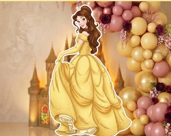 Sfondo per feste stampabile / Decorazione per compleanno a tema Principessa Belle / Download digitale
