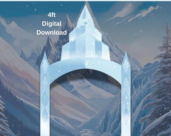 Arco di ghiaccio a forma di castello - 1,2 m, Paese delle Meraviglie Invernale, Download Digitale / Decorazioni per feste a tema principesse