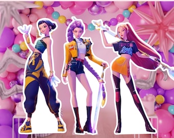 Sagome stampabili di cacciatori di demoni Kpop – Set per feste con 3 personaggi – Decorazioni per compleanno PNG – Download immediato 300 DPI