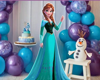 Ice Princess Snowman PNG, Winter Birthday Party Standee Printable, Digital Download