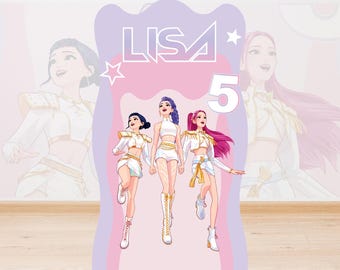 Sfondo personalizzato stampabile per compleanno a tema Kpop – Festa personalizzata per ragazze, 122 x 213 cm – File digitale PDF – Download immediato