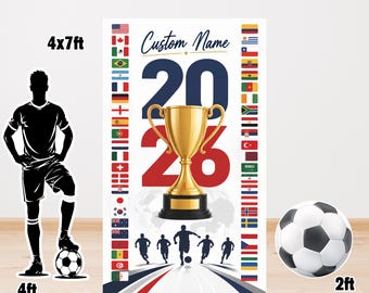 Poster personalizzato per il compleanno del mondo del calcio 2026, cartello per la festa internazionale di calcio, file digitale con nome personalizzato