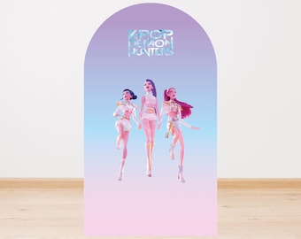 Sfondo stampabile per compleanno a tema Kpop Demon Hunters – Sagoma per feste 120 x 210 cm – Decorazione per compleanno di ragazza – Download immediato