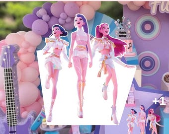 Imágenes prediseñadas PNG de grupos femeninos de Kpop, imprimibles para fiestas de cumpleaños, descarga digital transparente